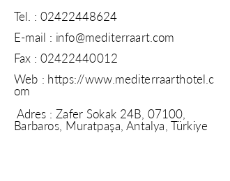 Mediterra Art Hotel iletiim bilgileri